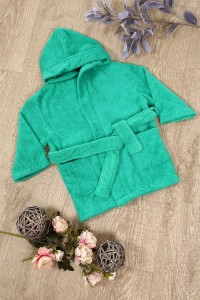 Халат детский махровый "Элит" с капюшоном, цвет: 603-Ярко-зеленый, р. 110/116