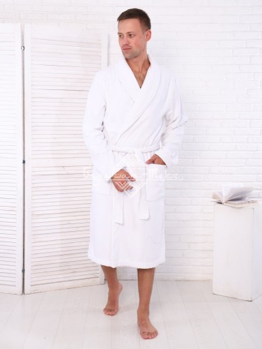 Халат велюр гостиничный махровый , цвет: 024-Белый, р-р 54 ПАКЕТ