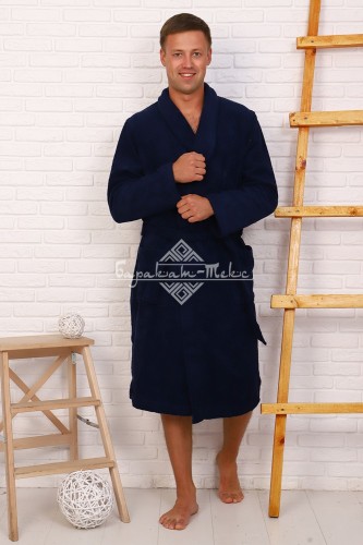 Халат велюр мужской махровый , цвет: 761-Темно-синий, р-р 54