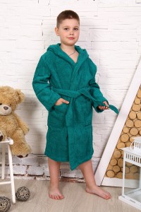 Халат детский махровый "Элит" с капюшоном р. 98/104, цвет: 507-Темно-зеленый
