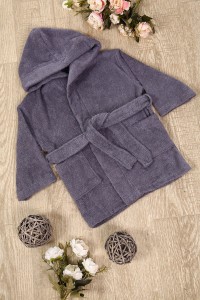 Халат детский махровый "Элит" с капюшоном р. 110/116, цвет: 910-Серый