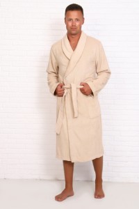 Халат мужской махровый "Элит" с воротником шалькой, цвет: 022-Бежевый, р-р 70