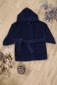 Халат детский махровый "Элит" с капюшоном, цвет: 761-Темно-синий, р. 110/116